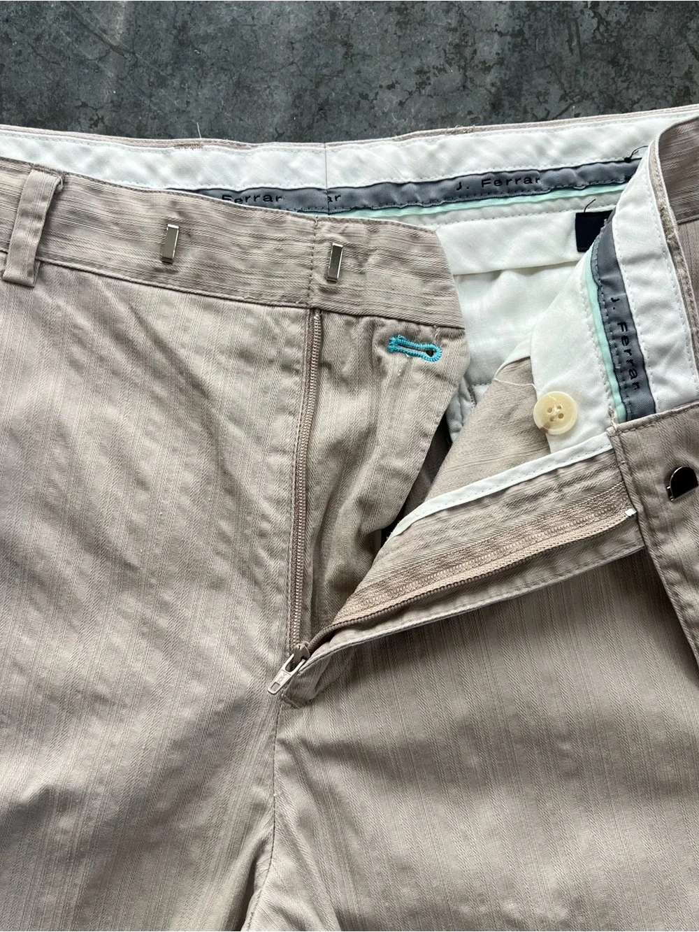 J Ferrar Modern Fit Beige Textured Cotton Dress Pants Size 34